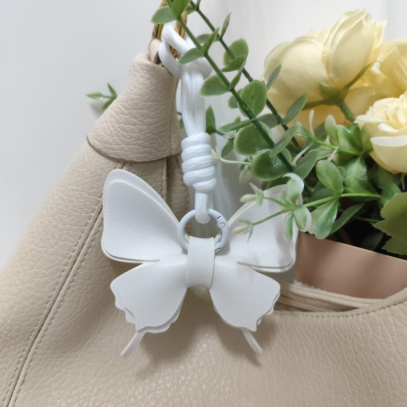 Cute Bow Butterfly Leather Keychain Pendant