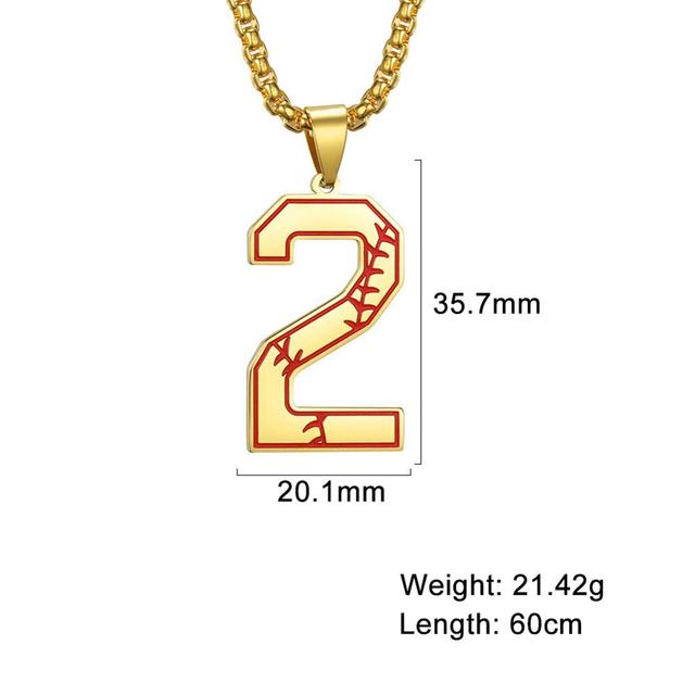 My Shape Baseball Pattern Number Pendant Necklace For Men Sport Basketball Figure Stainless Steel Necklaces Fashion Male Jewelry