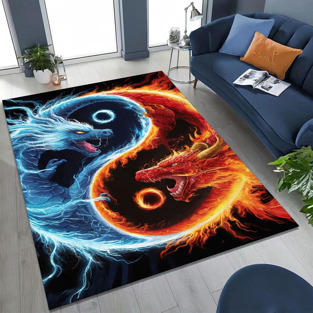 Nature Balance Yin Yang Tai Chi Black White Energy Rug for Bedroom Living Room Sofa Home Doormat Decor,Kids Non-slip Floor Mat