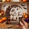 Living Room Wall Art Halloween Ghost Family Wooden Plaque, Pumpkin Couple Tabletop Sign, Indoor Hanging Signs Farmhouse Home Ornament for Tiered Tray