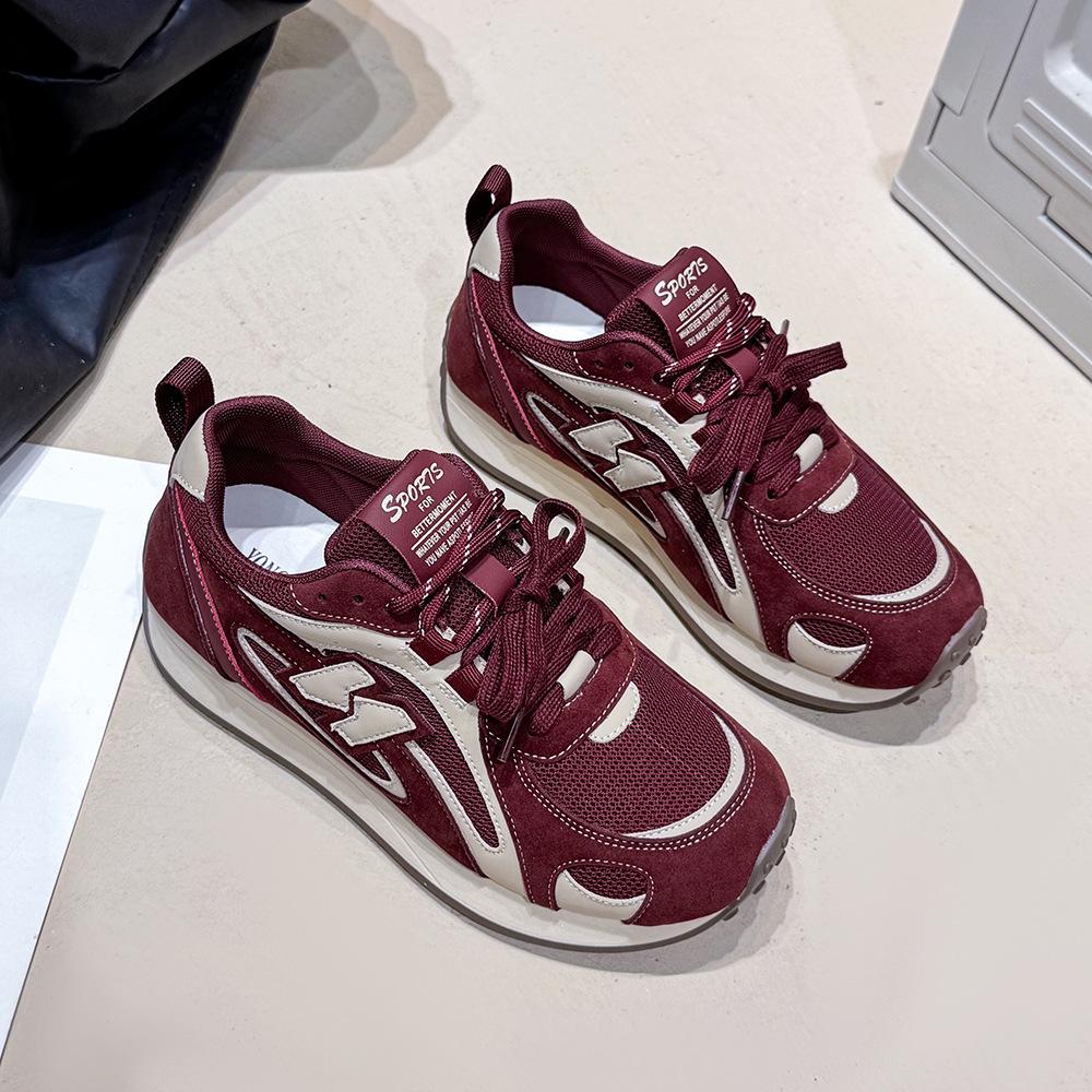 Fashion Versatile Forrest Gump Shoes Women's 2025 Autumn New Retro Lace-up Round Head Platform Student Casual Sports Shoes Tide