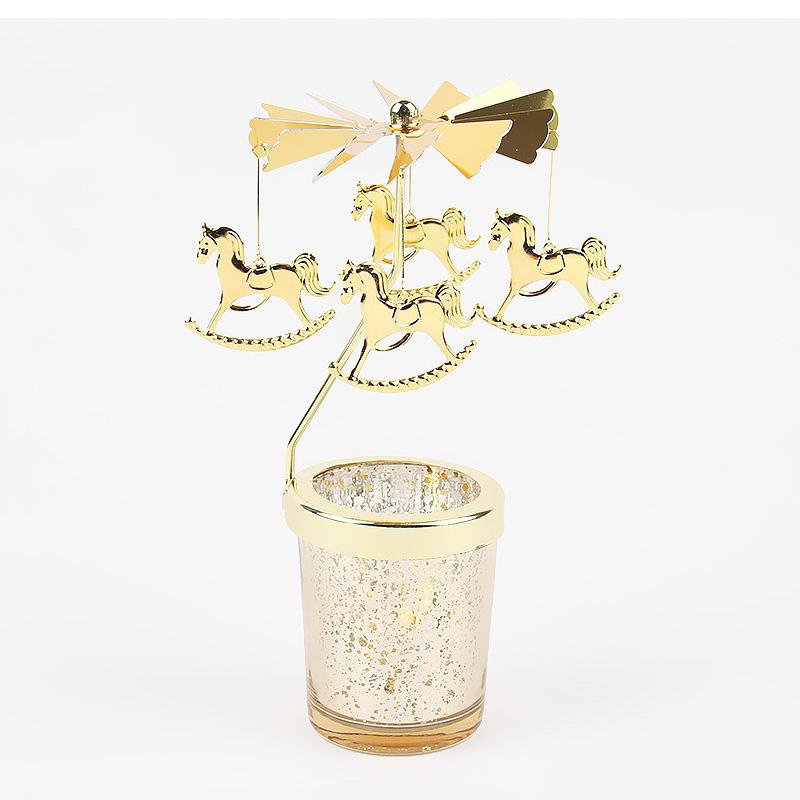 Love Wedding Candle Holders Snowflake Deer Fairy Rotating Candlestick Metal Tray Romantic Home Decoration Christmas Ornament