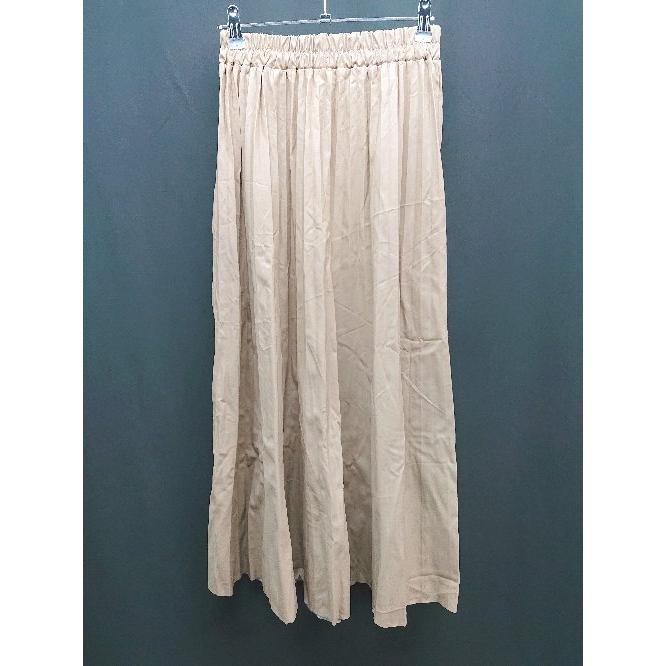 DHOLIC Plain Elastic Waist Eco Leather Long Pleated Skirt Size L Brown Women s E [Used]