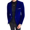 Blazer de Terciopelo Casual de Otoño para Hombre: Estilo Peluquería de Caballero Monocruzado