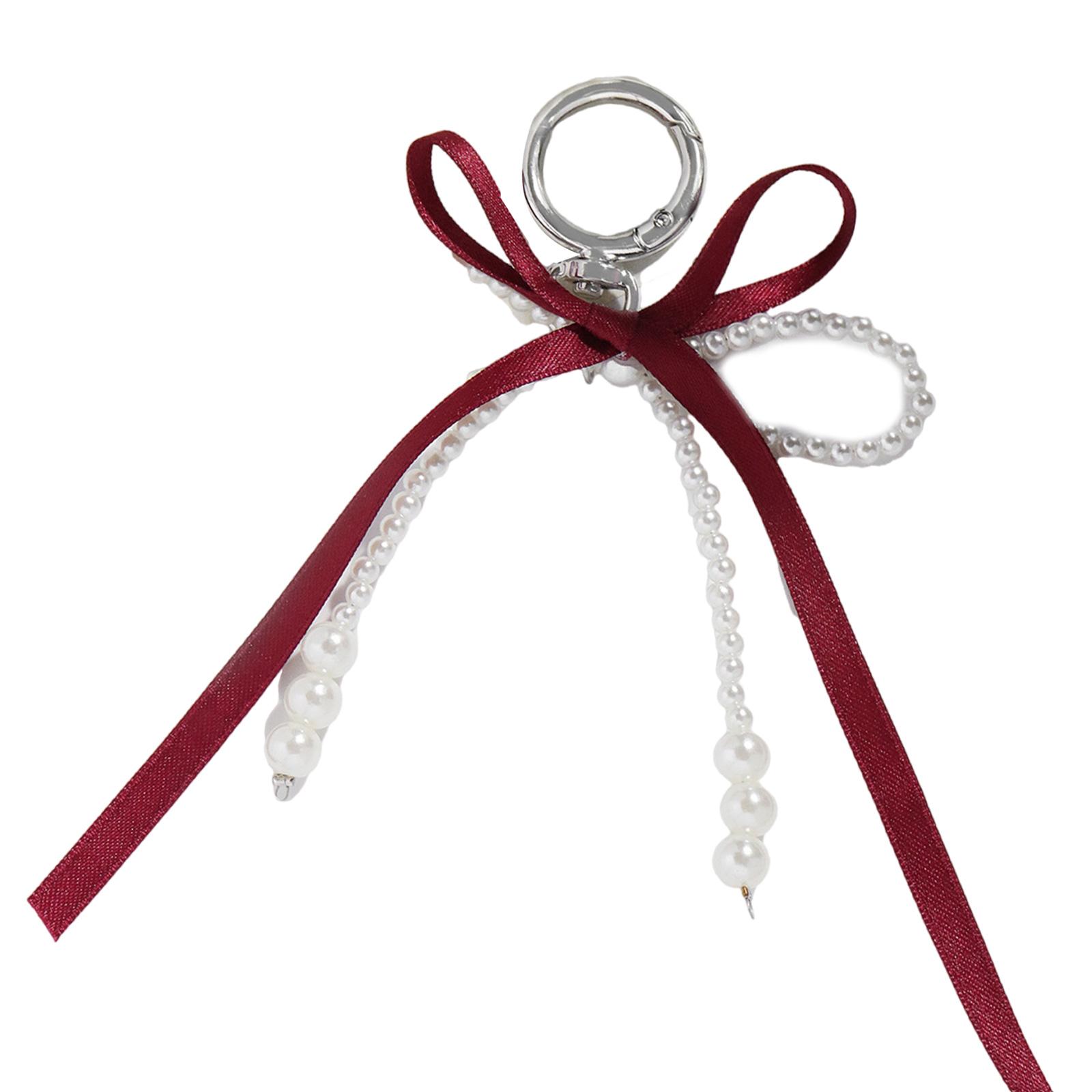 

Жемчужные бантики Подвеска-шарм для сумки Эстетичные брелоки для кошелька Брелок для женщин Рюкзак Кошелек Сумка Декор D