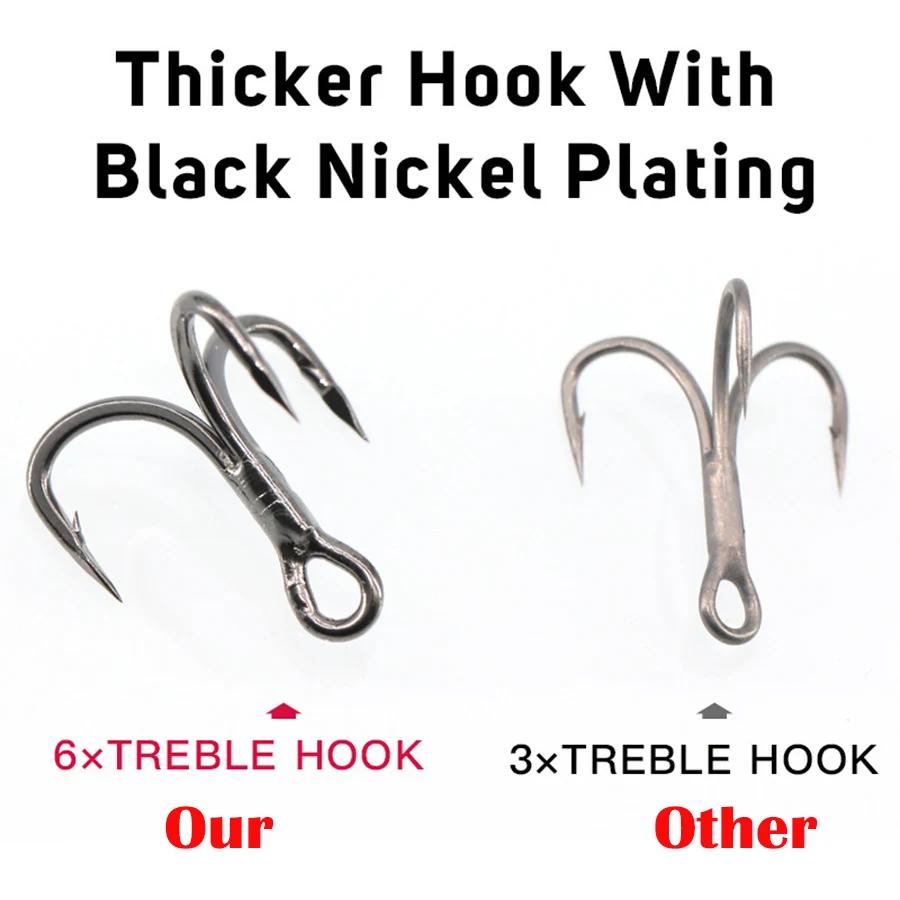 6 Times Treble Hooks for Big Game 50/20pcs Bluefish Salmon Kingfish 8# 6# 4# 2# 6X Strong Treble Sea Fishing Hooks for Saltwater