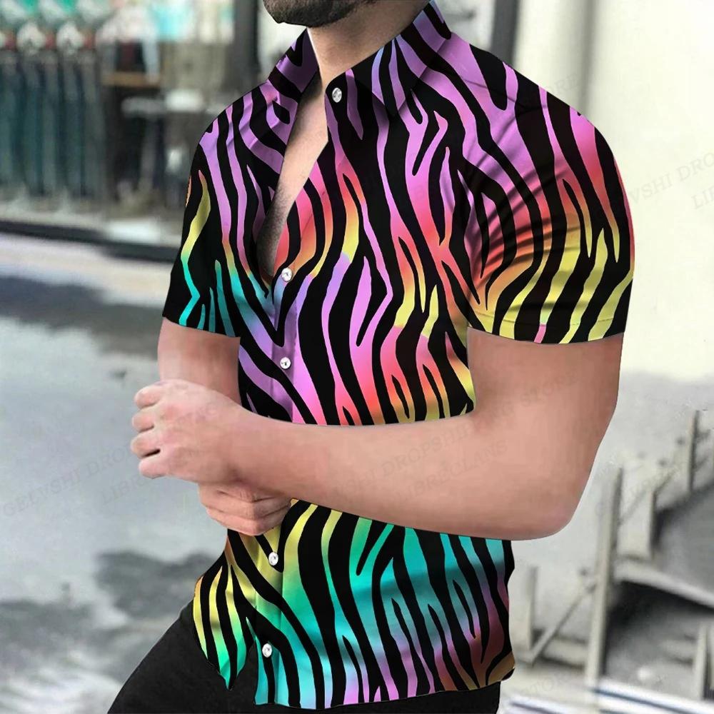 Camicie Hawaiane Estive da Uomo Collo a Revers Camisa Stampa 3D Leopardo Camicie Uomo Donna Manica Corta Camicetta Monopetto