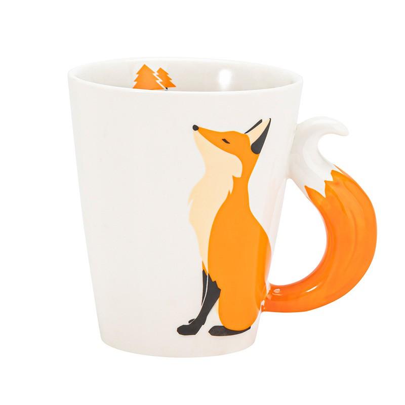 Handmade Ceramic Mug With 3D Fox Relief Design Cute Cartoon Coffee Cup Graduation Gift Office Use