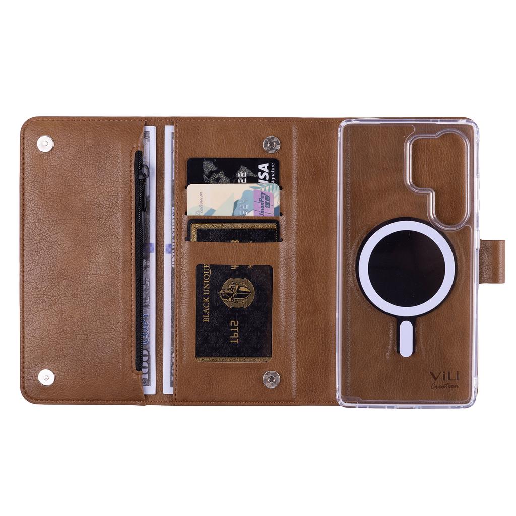 VILI GVB-C Series for Samsung Galaxy S25 Ultra Magnetic Case RFID Blocking Detachable Leather Phone Cover