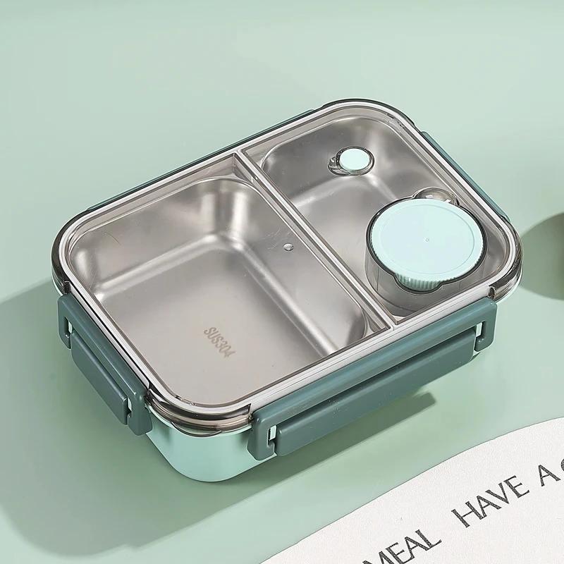 Stainless Steel Lunch Box Compartment Insulated Sealed Portable Microwae Heating Food Container Bento for Office Worker Students