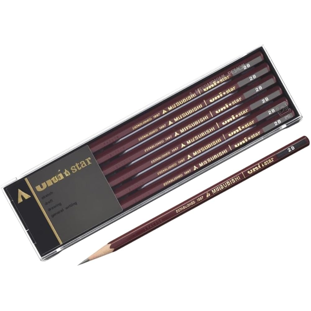 Mitsubishi Pencils Unistar 2B Pencils 1 Dozen (Pack of 12) US2B Smooth Writing School Home Study ...