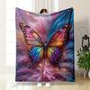 Colorful Butterfly with Sparkling Wings Patterned blanket, flannel, suitable for all seasons, home decor, warm and cozy