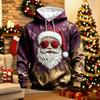Men's Long Sleeve Hooded Sweatshirt with Christmas Graphic Print, Casual Pullover for Holiday and Winter Wear