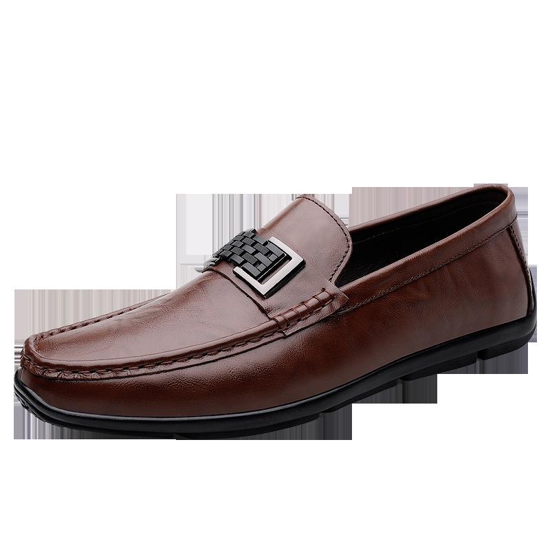 Men s Genuine Leather Slip-On Moccasins: Casual Driving Shoes in Large Sizes 38