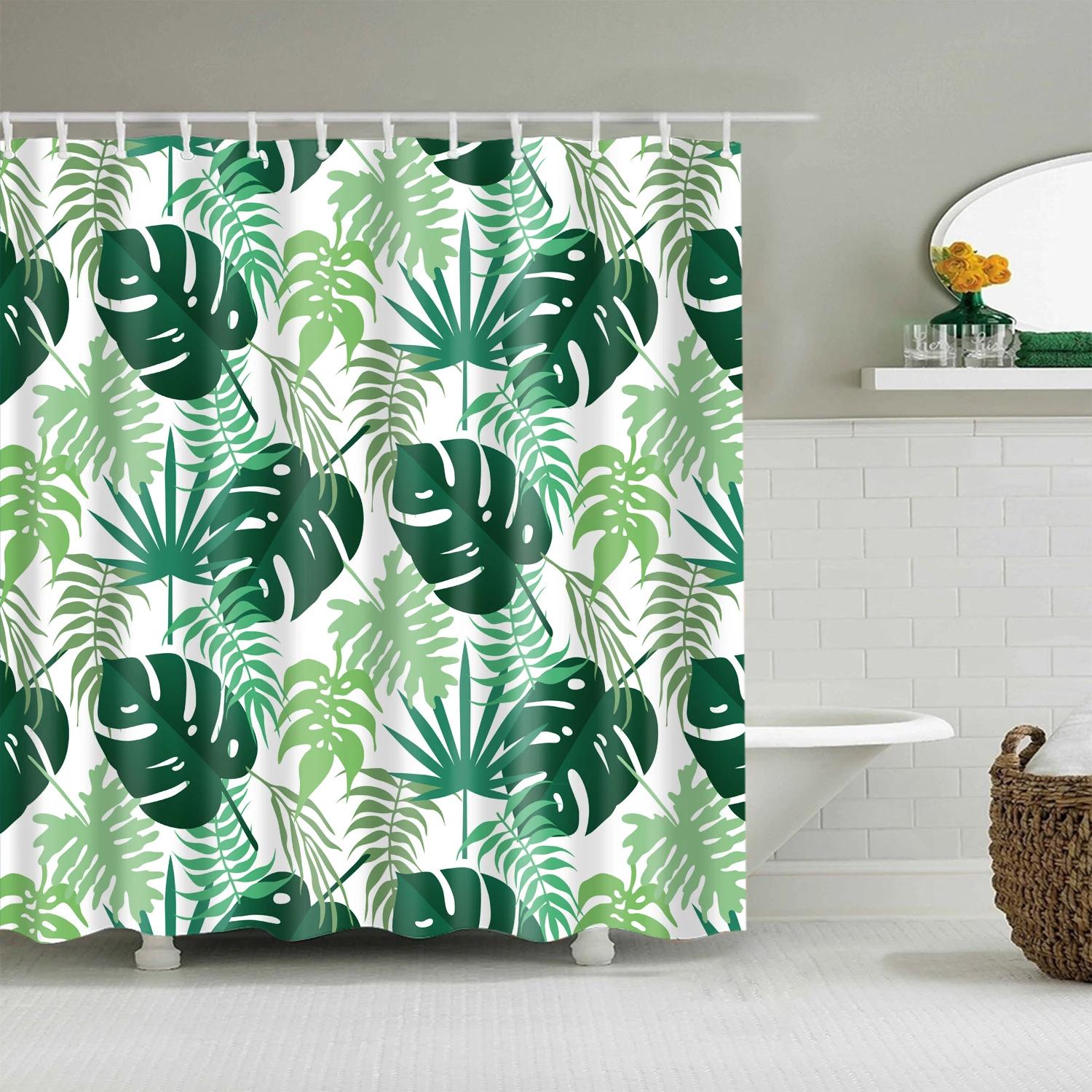 

Plant Sunflower Cactus Tropical Green Plant Palm Leaf Bathroom Shower Curtain Bath Curtain Polyester Waterproof Frabic With Hook W60H190(CM)-1 Pcs