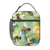Flowers And Bee Pattern Insulated Lunch Bag for Women Kids Portable Food Boxes Thermal Lunch Box Tote