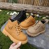 2025 Autumn and Winter New Children's Soft-soled Martin Boots Trendy Small Yellow Boots Men's and Women's Medium and Children's Side Zipper Leather Bo