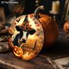 Wooden Halloween Sign with Cow & Pumpkin Pattern - Unique Figurine Ornaments - Ideal for Front Door, Farm, Porch Decor