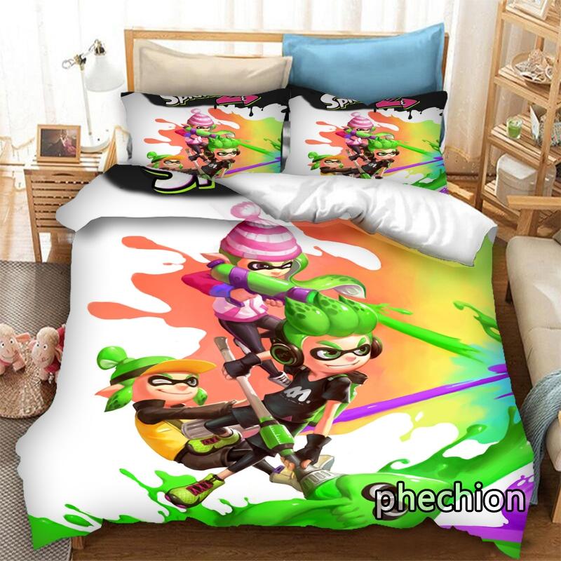 phechion Cartoon Splatoon 3D Print Bedding Set Duvet Covers Pillowcases One Piece Comforter Bedding Sets Bedclothes Bed K388