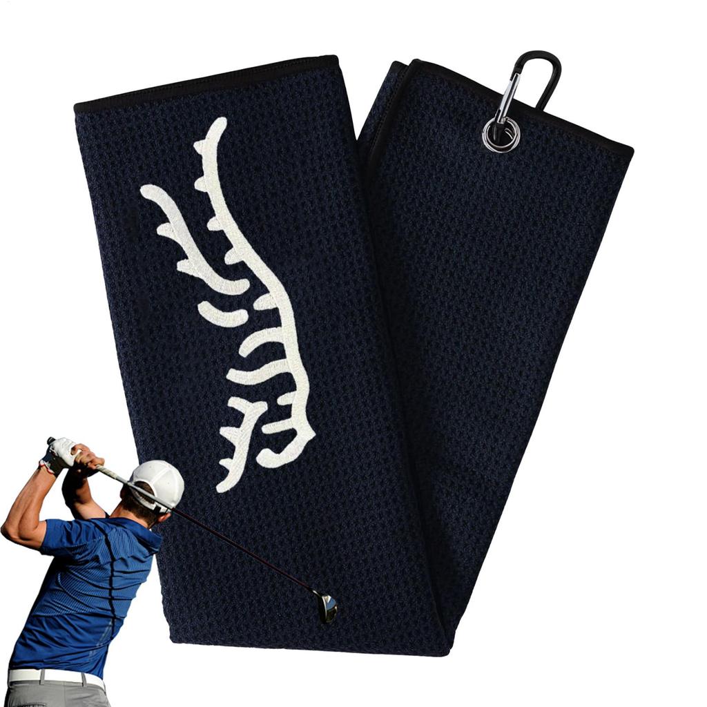 Black/Gray color Funny Tiger Embroidered Golf Towel, Microfiber, Hand Wash Only, Waffle Texture, Soft Material