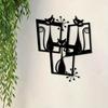 Metal Black Cat Wall Art Abstract Iron Sculpture Vintage Home Garden Decor
