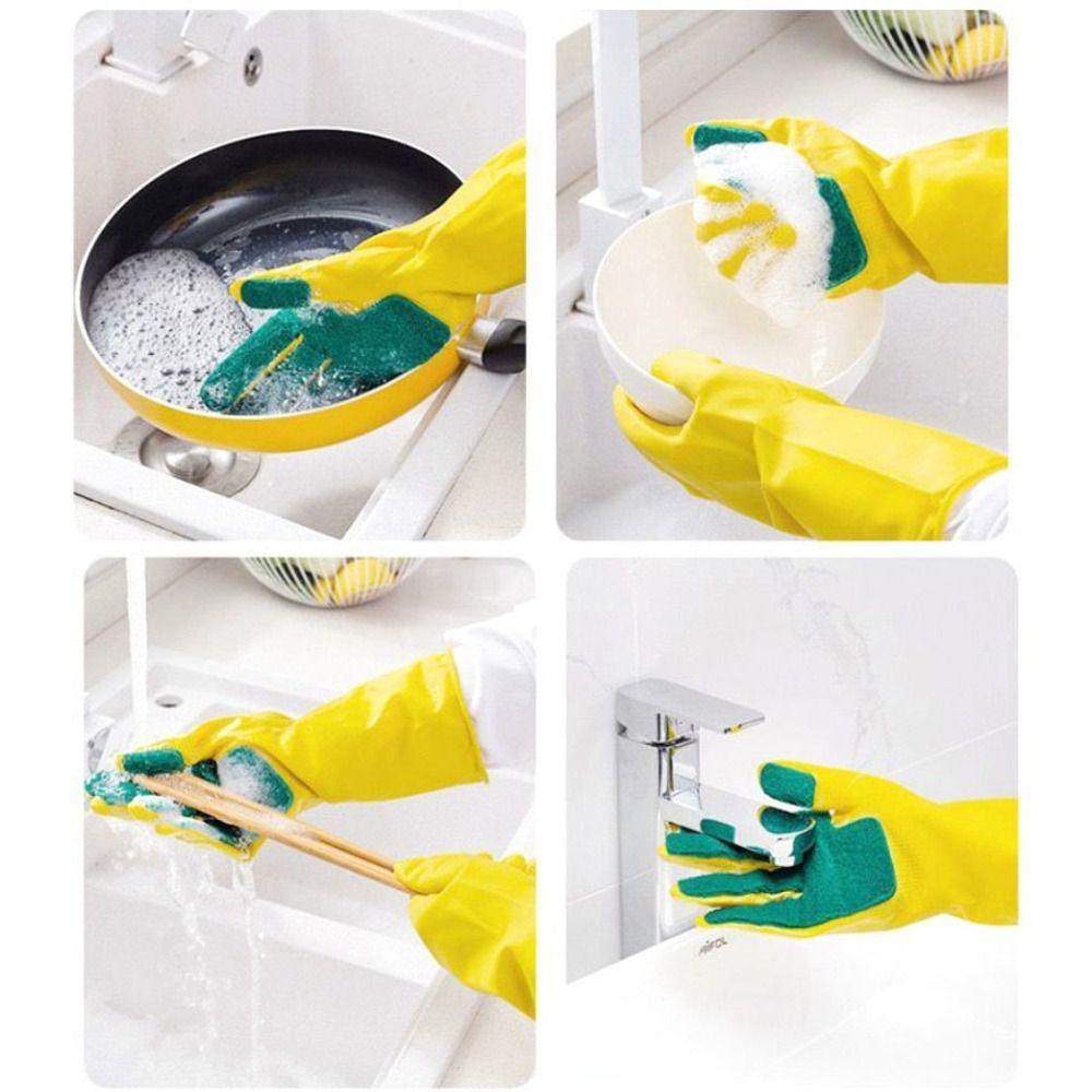 Right Hand with Cleaning Cloth Dishwashing Cleaning Gloves Lengthened Laundry Gloves