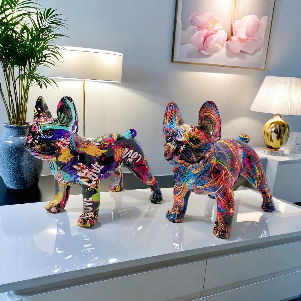 Moderne, einfache Transfer-Stierkampfhund-Ornamente aus Kunstharz, Kunsthandwerk, kreatives Geschenk, Einweihungsgeschenk