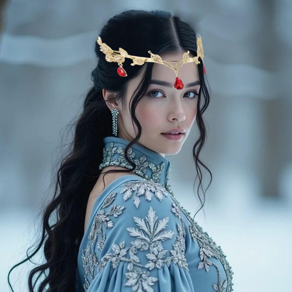 Leaves Shape Eyebrows Drop Headband Rhinestone Bride Tiara Headwear Forehead Chain  Ladies