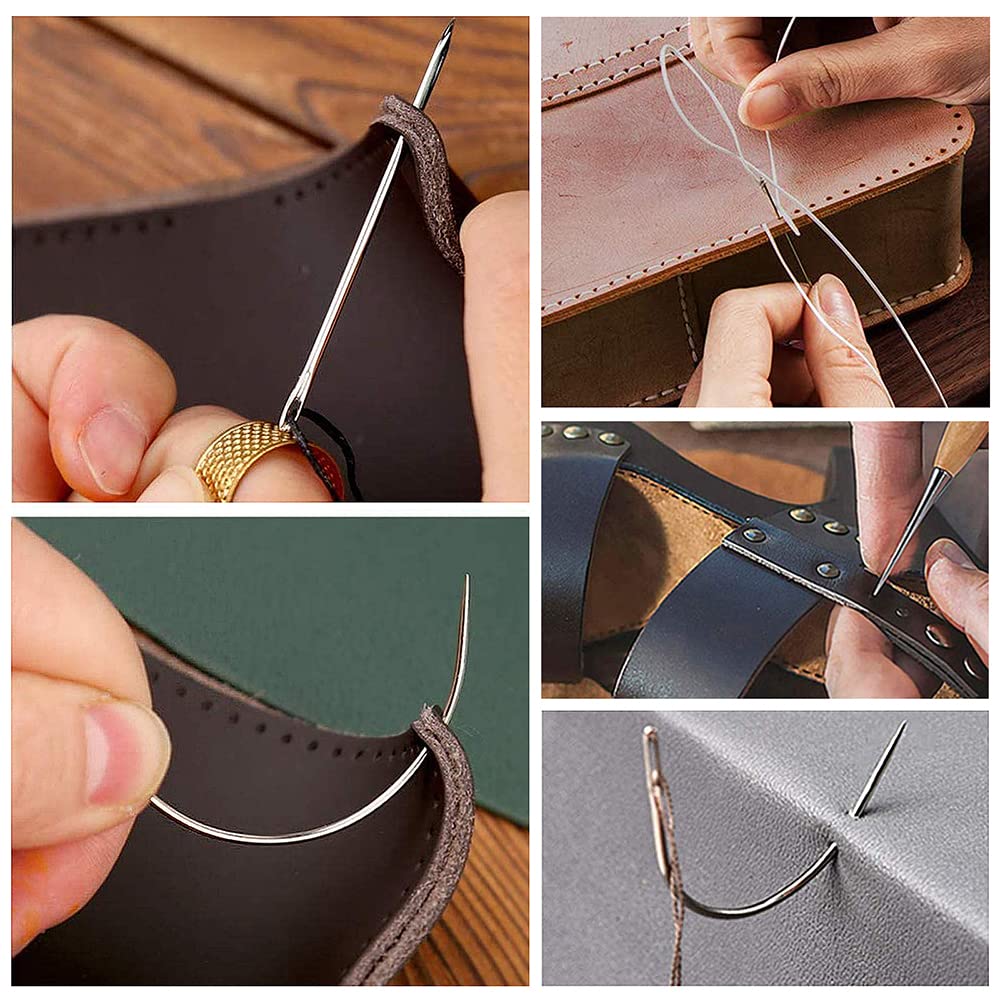 Samkos Leather Craft Leather Tool Set Sewing Tools Leather Tools Needle Handmade Leather String Cotton Thread Hand Sewing Tools DIY Sewing Kit Zar