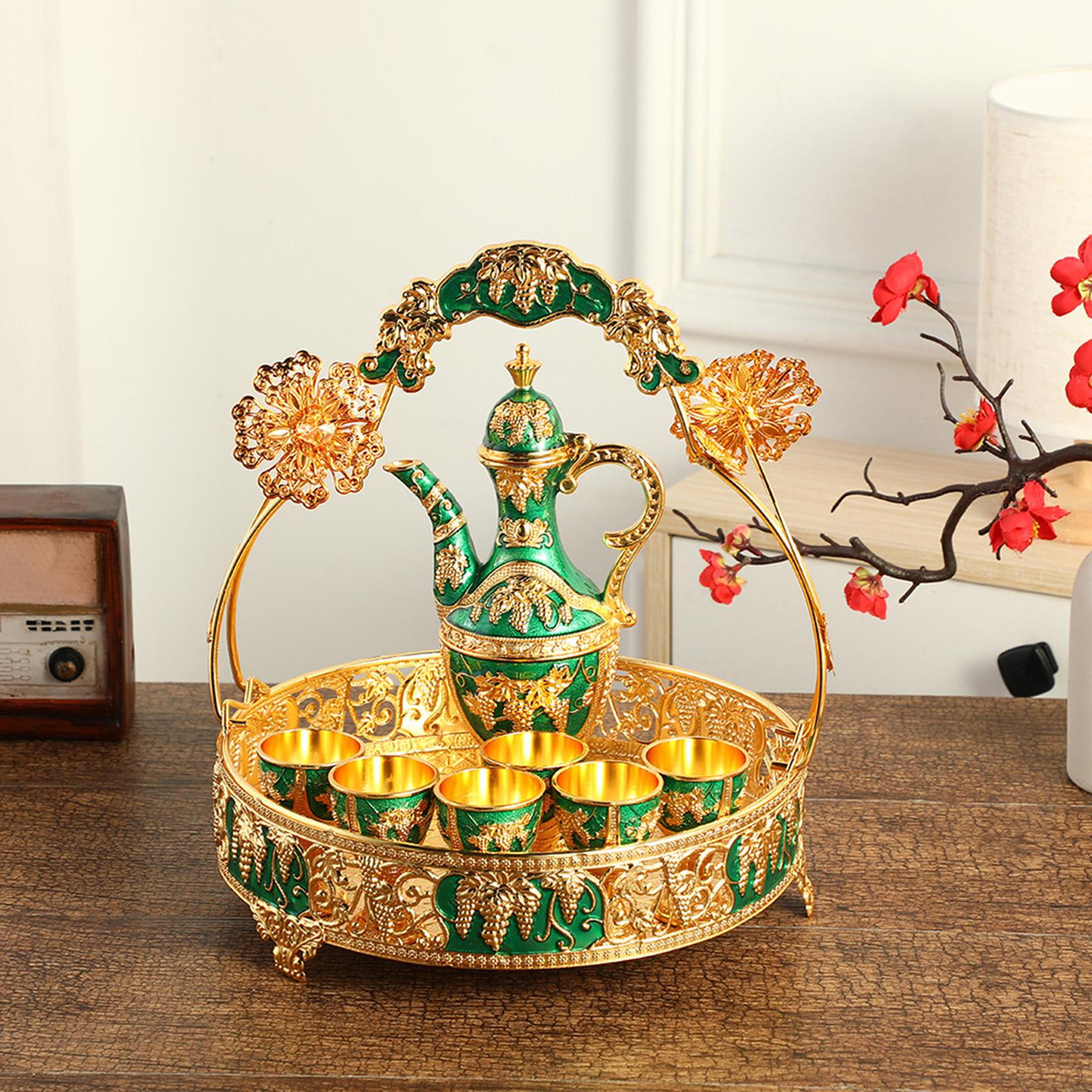 

Европейский набор бокалов для вина, чашки для питья, художественные ремесла, домашний декор, турецкий кофейник, чайник зелёный