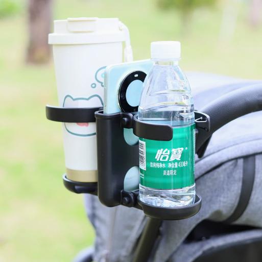 JXB Multifunctional 3-in-1 Stroller Cup Holder Universal Double Drink Bottle Holder for Baby Stroller, Bike чёрный