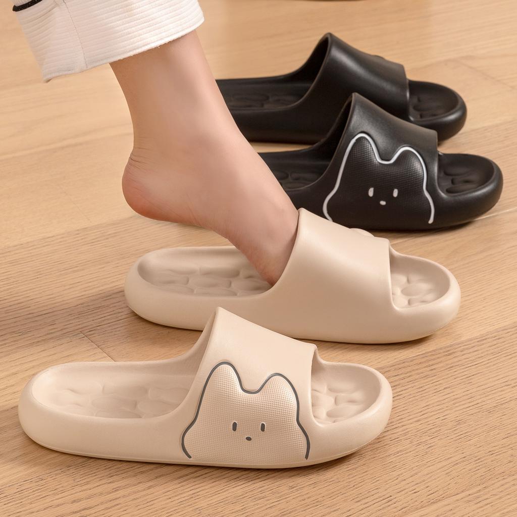 Cute Women Home Slippers Thick Bottom EVA Indoor Slides Soft Comfortable Non-slip Slippers Breathable Lightweight Men Bathroom Slippers