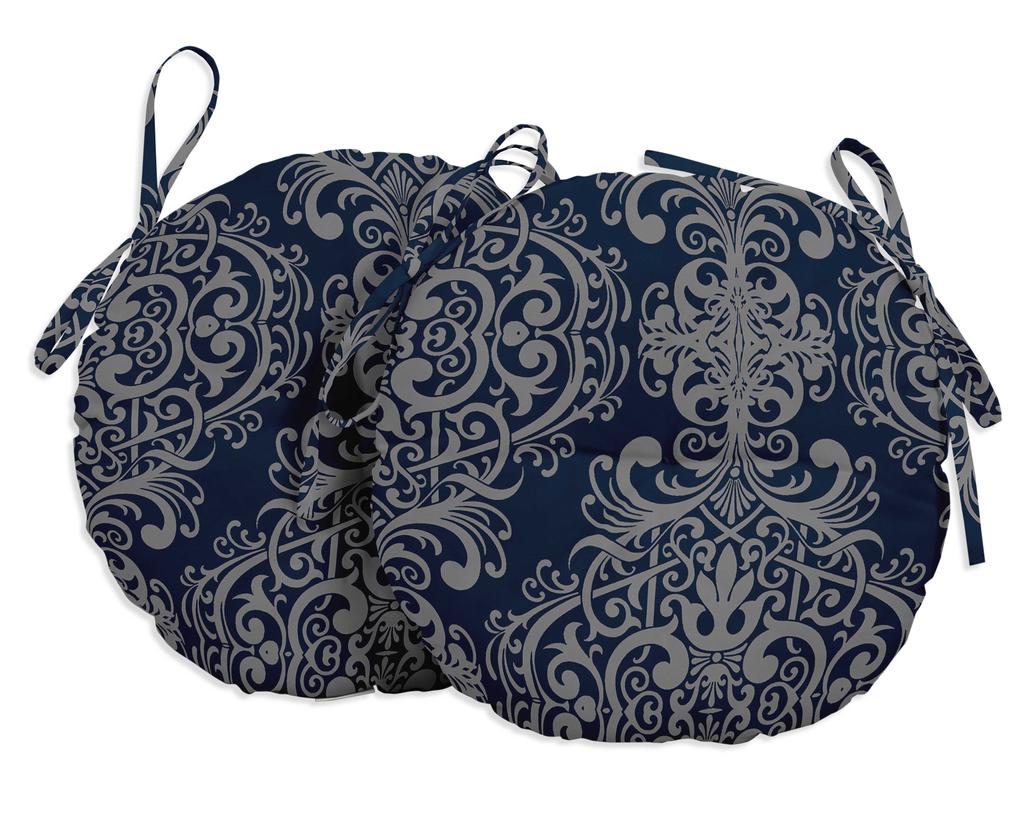 Vargottam Indoor Outdoor Round Bistro Chair Cushions Block Print 15-Inch Bistro Chair Pads Waterproof Seat Chair Cushion For Home