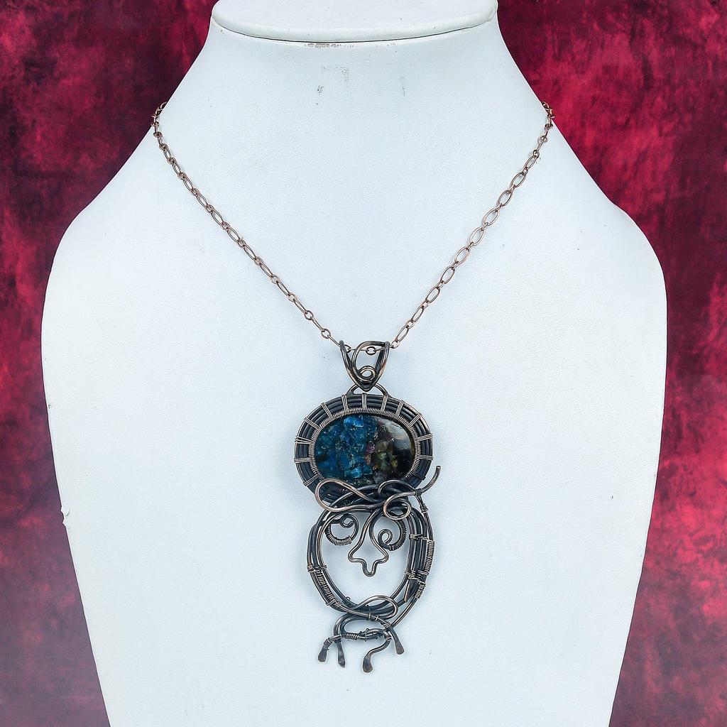 Copper Watermelon Tourmaline Gemstone Pendant Copper Wire Wrapped Dainty Pendant