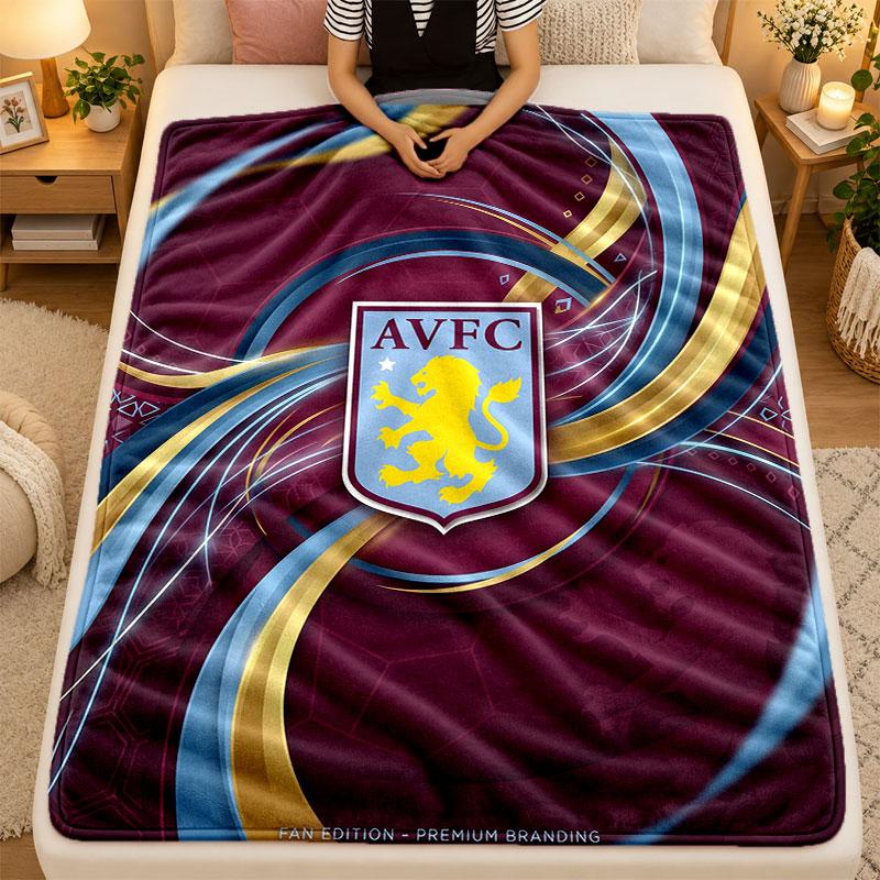 Flannel BlanketAston Villa Football Warm Soft Throw Blanket for Indoor Sofa Bed Living Room Use
