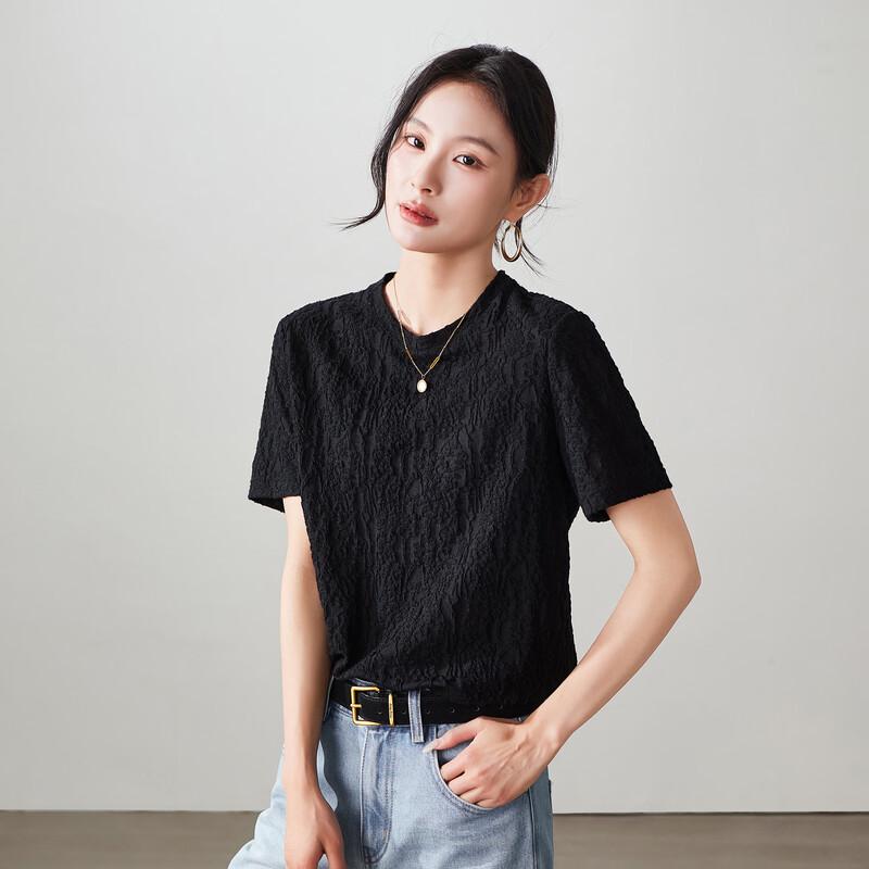 SOFSIL 2026 Spring/Summer Pleated Textured Short Sleeve T-Shirt