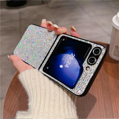 כיסוי יוקרתי מנצנץ פאייטים מעור PU עבור Samsung Galaxy Z Flip 5 4 3 Flip5 Flip4 Flip3 כיסוי אחורי קשיח למחשב מגן עמיד בפני זעזועים