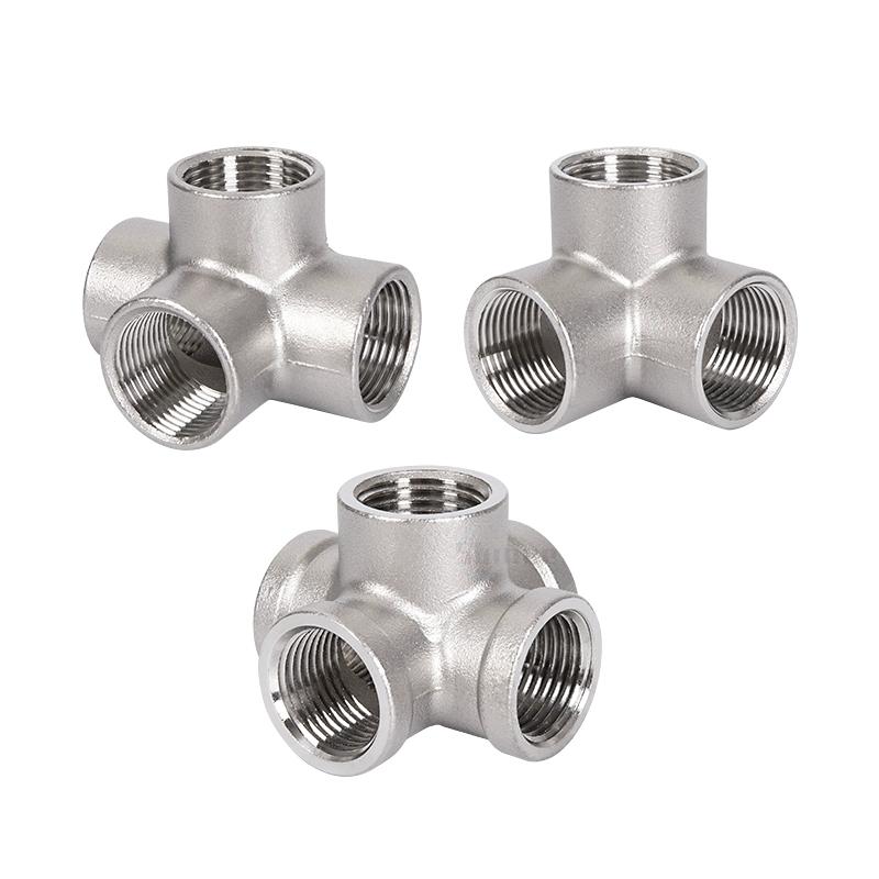 BSP Male+Female Threaded 3 4 5 Way Tee Y X Pipe Fitting 1/4" 3/8” 1/2" 3/4" 1" 2" Threaded SS304 Stainless Steel Multifunction