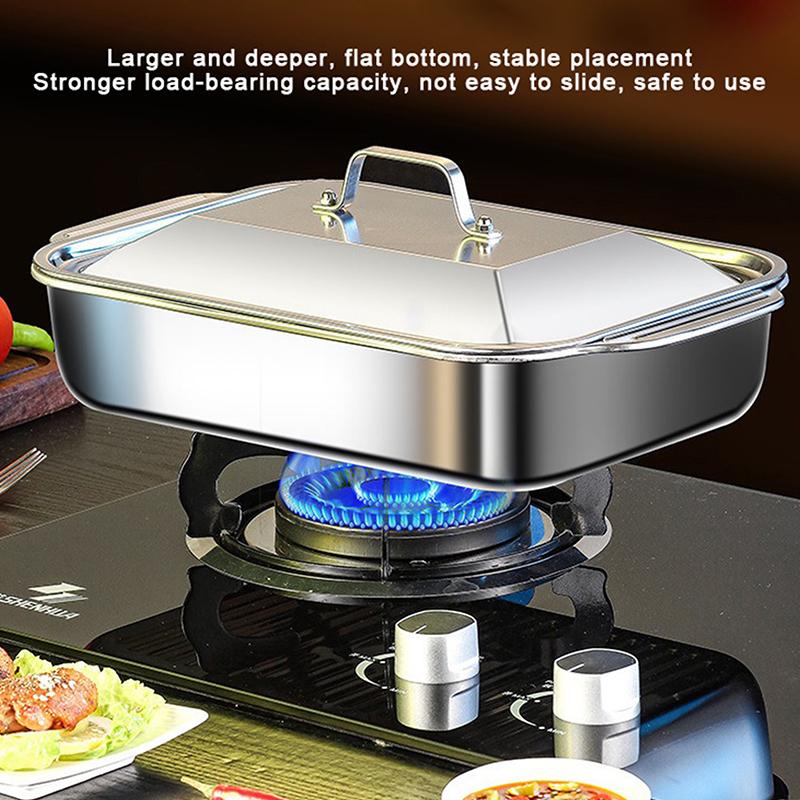 Stainless Steel Baking Pan With Lids Deep Dish For Fish/Pasta/Grilling Oven & Dishwasher Safe Cookware