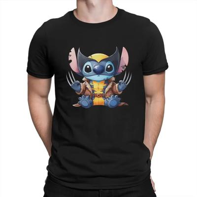 Herren Stitch T-Shirt X-Man Deadpool & Wolverine Reine Baumwolle Tops Neuheit Kurzarm Rundhals T-Shirt Einzigartige T-Shirts