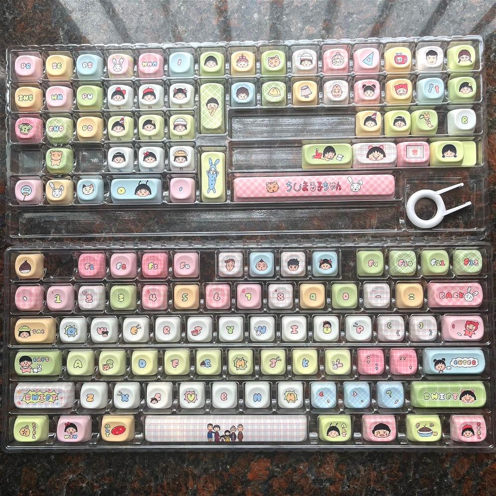 Kleine Maruko Süße Tastenkappe PBT 130 Tasten Cherry MOA Anime Cartoon Thema Geeignet für Mx Gateron Kailh Schalter Mechanische Tastatur