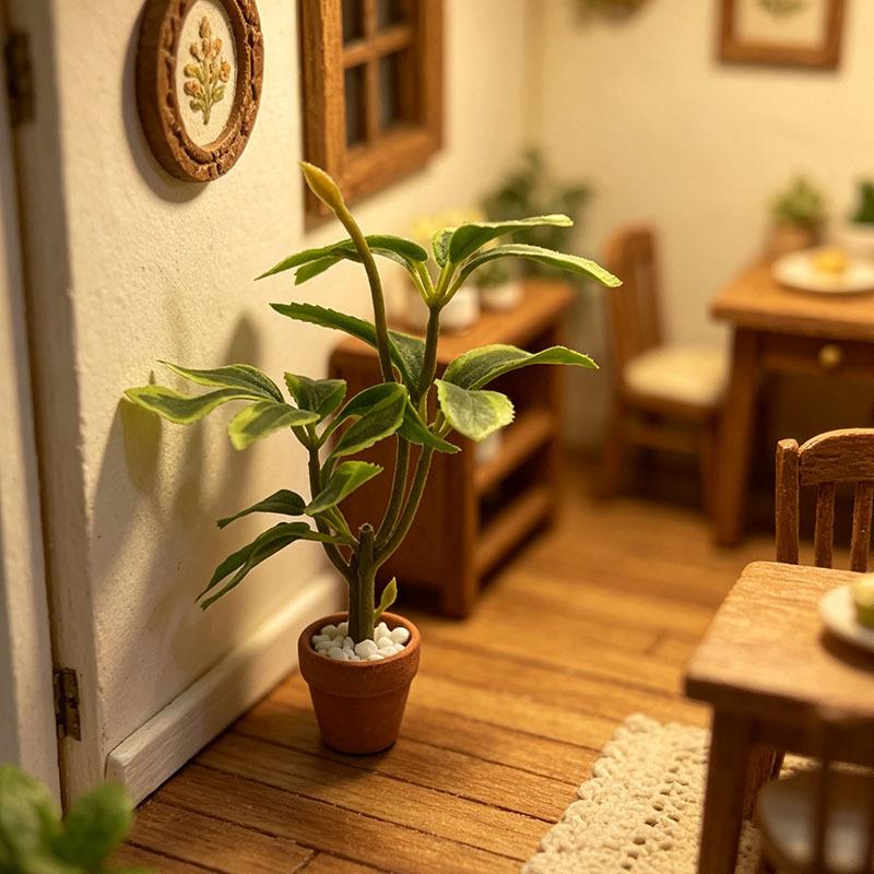 Mini Fake Bonsai Plant in Terracotta Pot Lifelike Dollhouse Garden Accessory for Fairy Landscape Diorama Ornaments one size