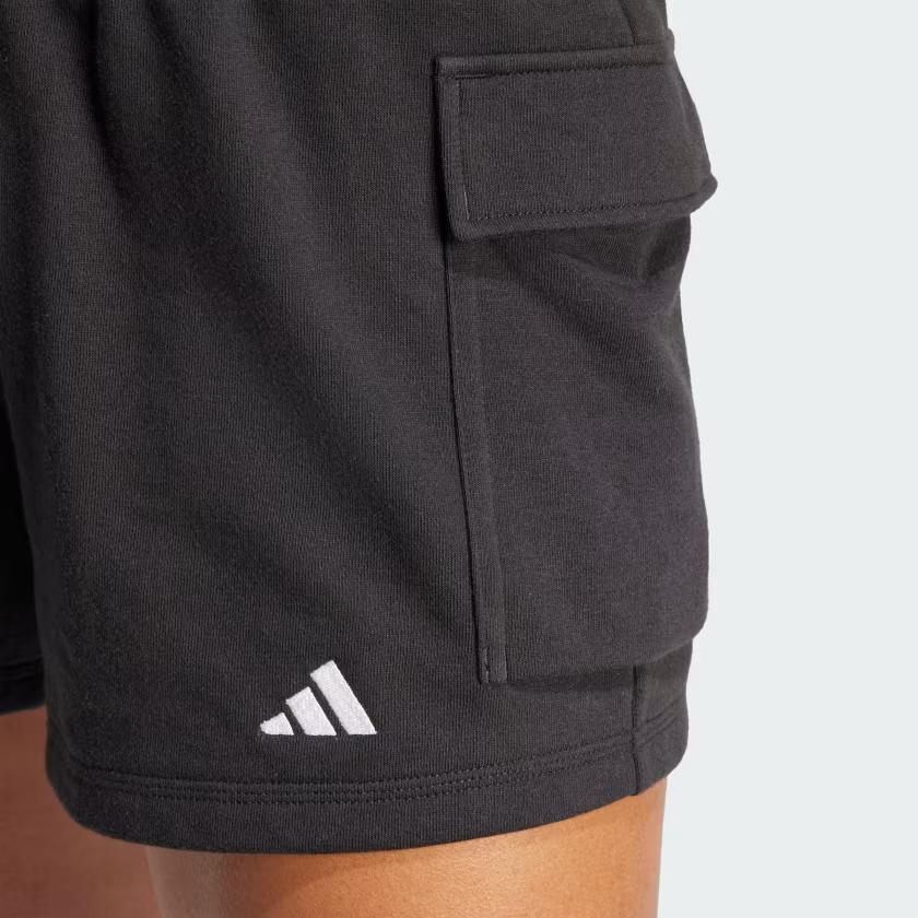 Adidas Women's Essentials Small Logo French Terry Cargo Shorts Black/White JD9944