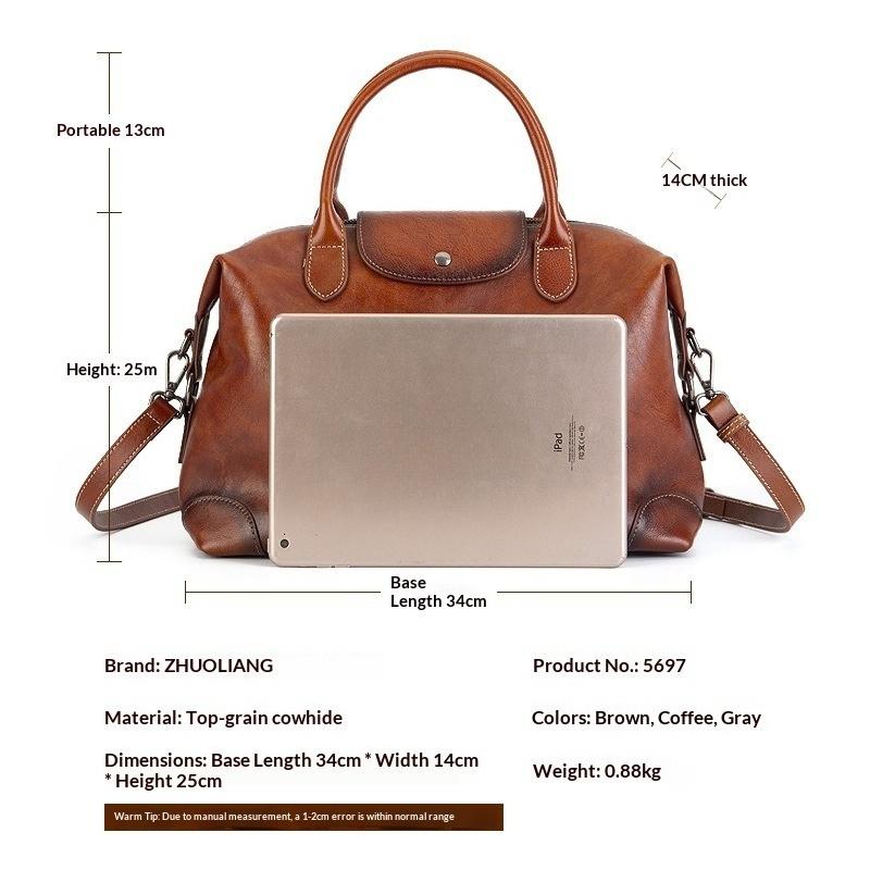 European and American Retro Leather Women's Bags, Large-capacity Tote Bags, Simple Commuting, Portable Messenger Bags.