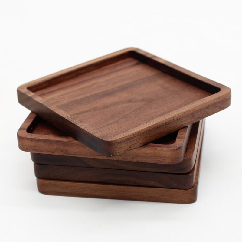 Japanese Tea Ceremony Wooden Coasters - Beech & Walnut Insulation Mats