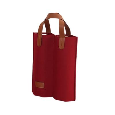 Home Storage Felt Wine Bag Solid Color Single Double Red Wine Pouch Insulated Felt Bag