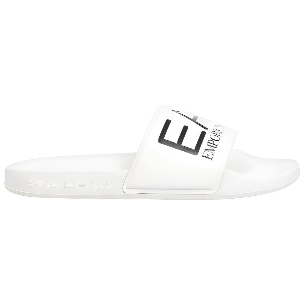 Emporio Armani EA7 Flat Open-Toe Slide Sandals Unisex Footwear White 7X000108AF15118U0001