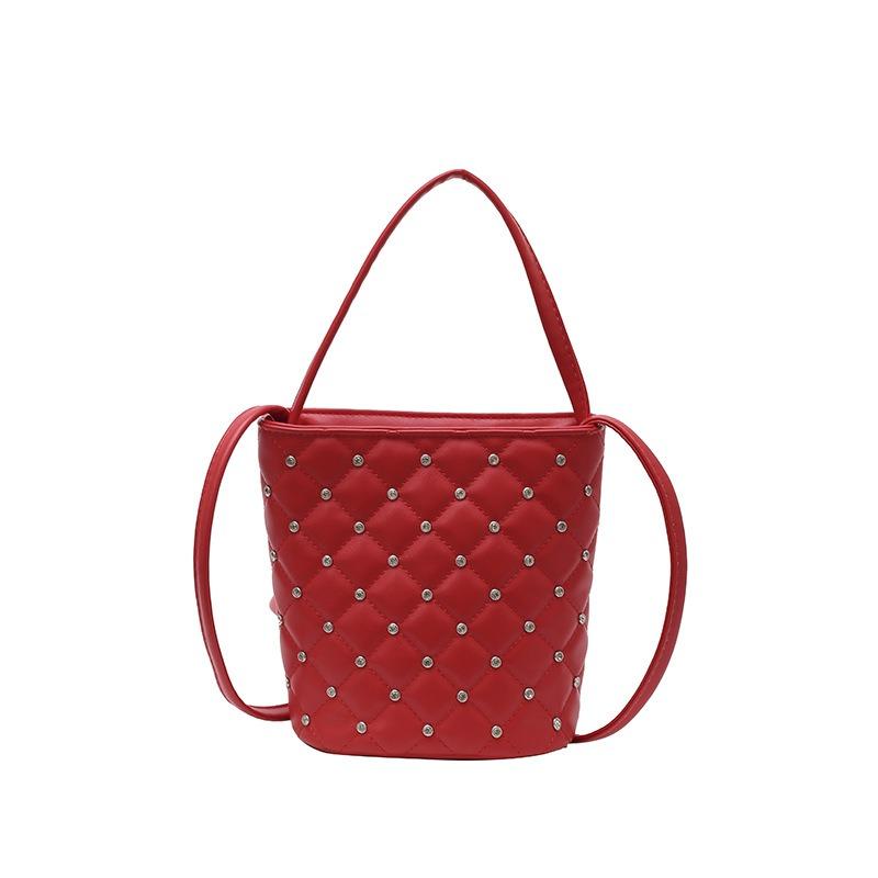 Hand carry diamond bucket bag, burger fashion high-end shoulder bag, summer new niche portable messenger bag
