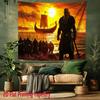 Viking ship at sunset Digital printing polyester wall tapestry suitable for use in living rooms bedrooms offices bars party