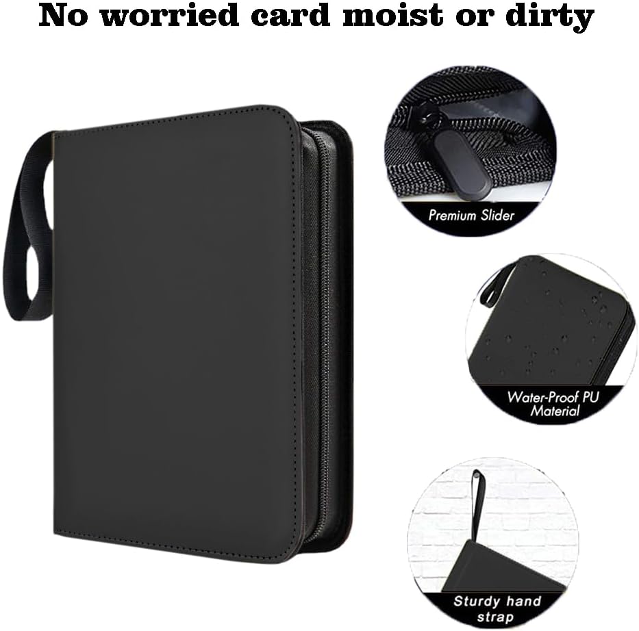 50 Sheets Trading Card Binder with Zipper – Compact PU Leather Album, Secure Top-Loading Pages for Trading, Sports & TCG Cards